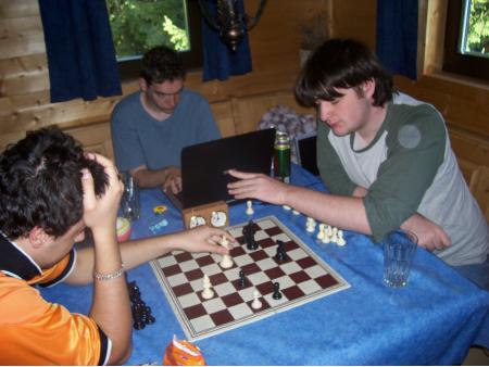 Boards 2, 3 and 1 Preparing / Playing Blitz chess in this photo.